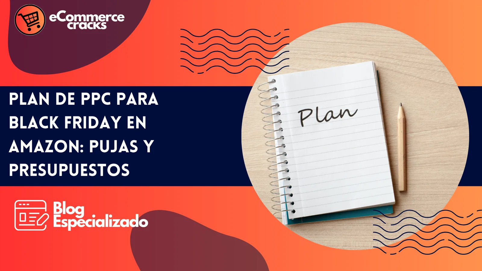 Calendario de noviembre con Black Friday y Cyber Monday marcados junto a una gráfica de pujas y presupuesto de campañas de Amazon PPC